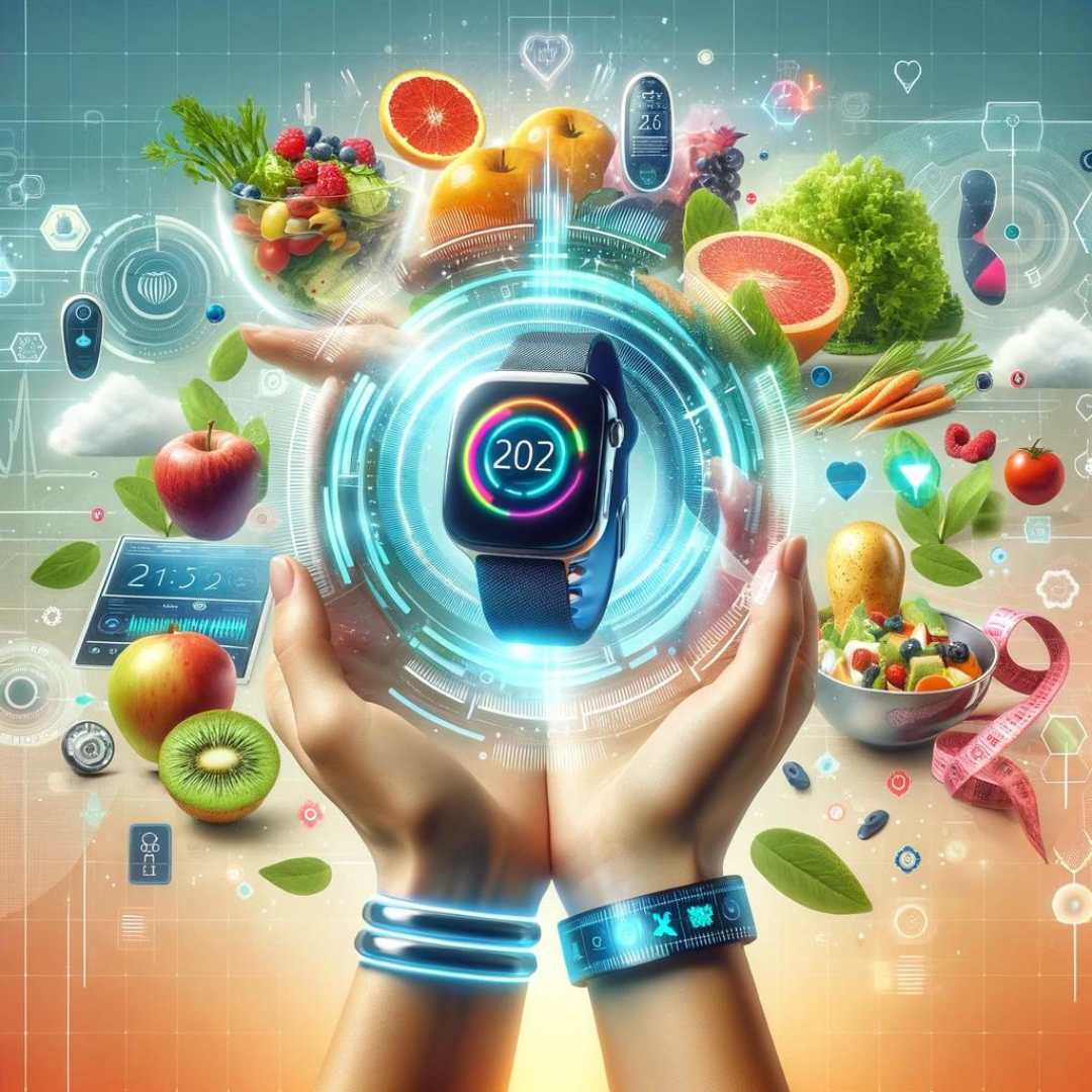 This image captures the essence of the future of weight loss, showcasing a vibrant and modern representation of advanced technology seamlessly integrated into health and fitness. 